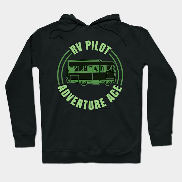 RV Pilot Adventure Ace, Retro Vintage Recreational Camper Vehicle Hoodie by CharJens